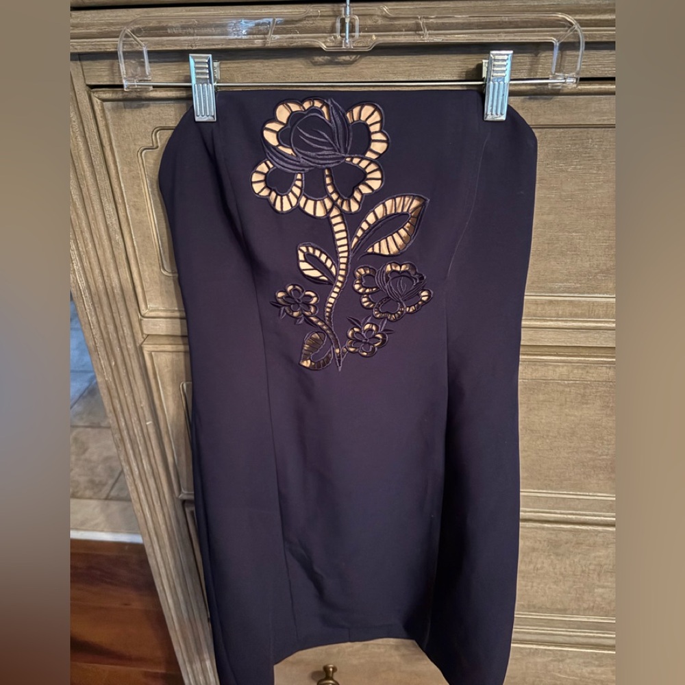 MILLY Elegant Navy Floral Cutout Dress